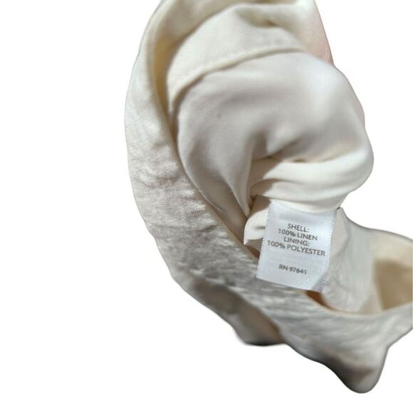 J. Jill Cream Linen Button Zip Fly Wide Leg Beachy Coastal Pants Size 18 Summer - Picture 12 of 16